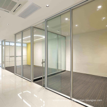 Customized Modular Soundproof Office Clear Transparent Tempered Full High Screens Cubicles Double Glass Partition Wall